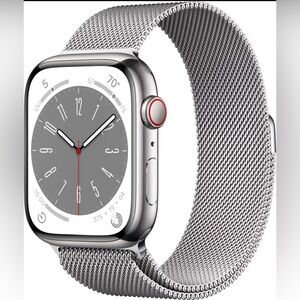 Apple Series 8 GPS+Cellular 45mm Silver SS Case Milanese Loop Silver - MNKG3LL/A